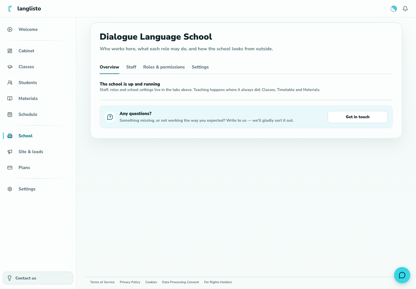 Open the School section